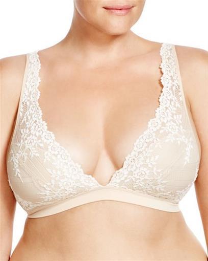 NWT Wacoal 34 Embrace Lace Soft Cup Non-Wire Bra 852191 Beige #83900