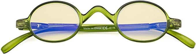 CessBlue Green Small Round Blue Light Blocking Glasses UV 1.5 Readers 84743