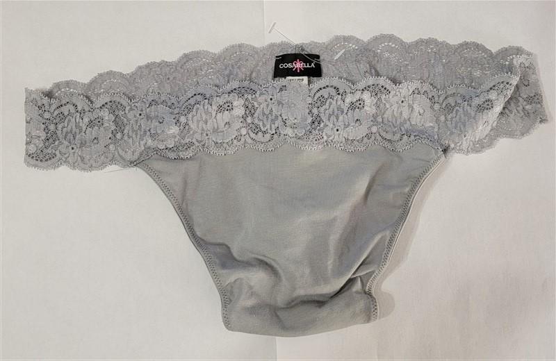 NEW Cosabella Plus 3X Hanna Lace & Cotton Thong Underwear 1pr Gray #84795
