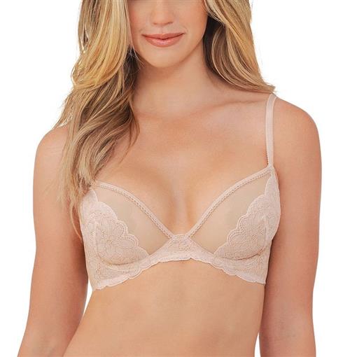 NWT Lily Of France 36B Lace Shell Underwire Bra 2177002 Beige #86566
