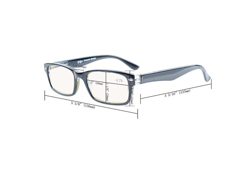 CessBlu Black Blue Rectangle Blue Light 1.00 Reading Nerd Glasses Readers 86636