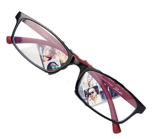 Black Red Unisex Rectangle Blue Light +2.00 Reading Glasses Readers 86717 C7