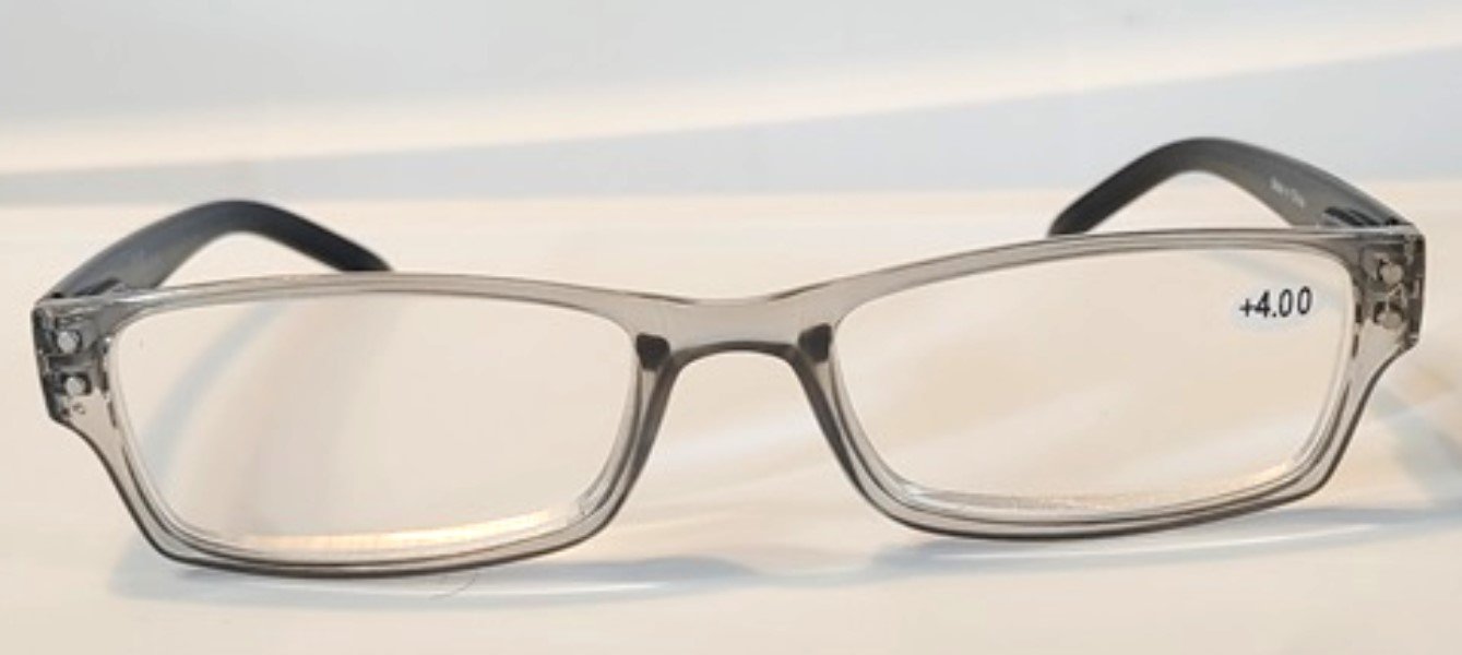 NWT CessBlu Blue Light Reading Glasses Sheer Gray 4.00x Unisex 87334