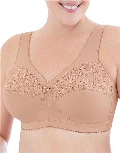 NEW Glamorise 38F Magic Lift Cotton Full Figure Wireless Support Bra 1001 87459