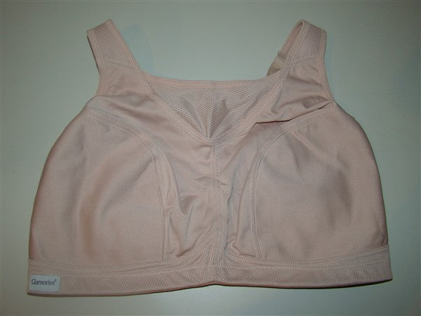 NEW Glamorise Medium Impact Wire Free Wireless Sports Bra 1006 Beige 48D 87481