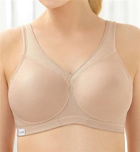 NEW Glamorise Medium Impact Wire Free Wireless Sports Bra 1006 Beige 48D 87481