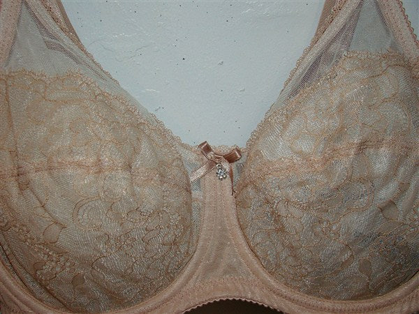 PO Wacoal Chantilly Lace Retro Chic 855186 Toast 34DD Bra Free Ship #87644