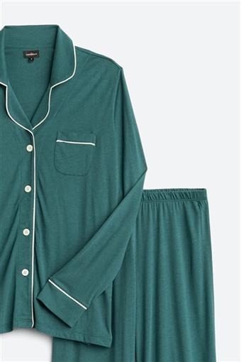 New Cosabella 2pc Plus Size Faye Pajama Set Top Bottom 1X Teal Green #87850