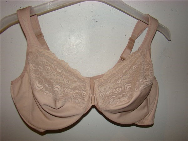 NWOT Glamorise Elegance Front Close Underwire Bra 1245 Beige 40F #88168