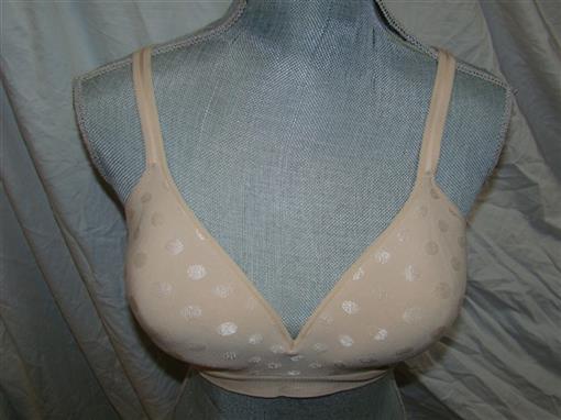 NWOT Hanes CustomFlex Fit Fuller Coverage Wirefree Bra HU08 XL Beige Dot 89385