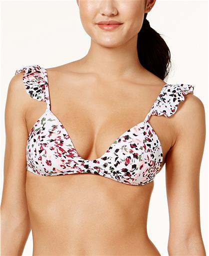 Hula Honey Ruffled Cheetah Swirl 102079 SM Animal Print Push-Up Swim Top #88008