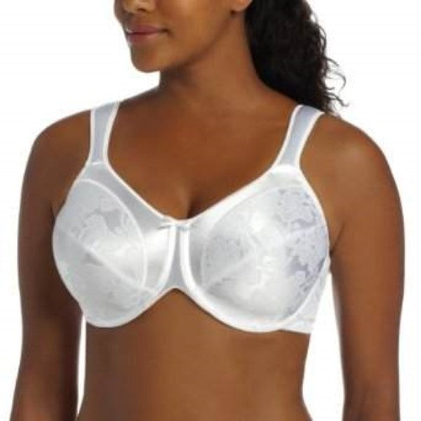 PO Bali 38D Satin Tracings Minimizer Bra 3562 White 90009