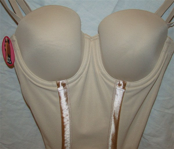 NEW Flexees 38D Easy Up Strapless Firm Control Bodybriefer 1256 Beige 92355