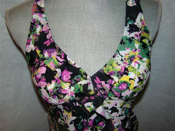 New Assets Sara Blakely Glamour Ruffle Tankini Swim Top S 1708 Floral #92493