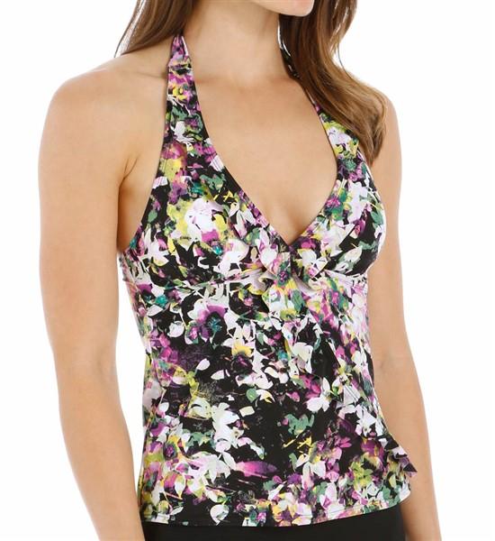 New Assets Sara Blakely Glamour Ruffle Tankini Swim Top S 1708 Floral #92493