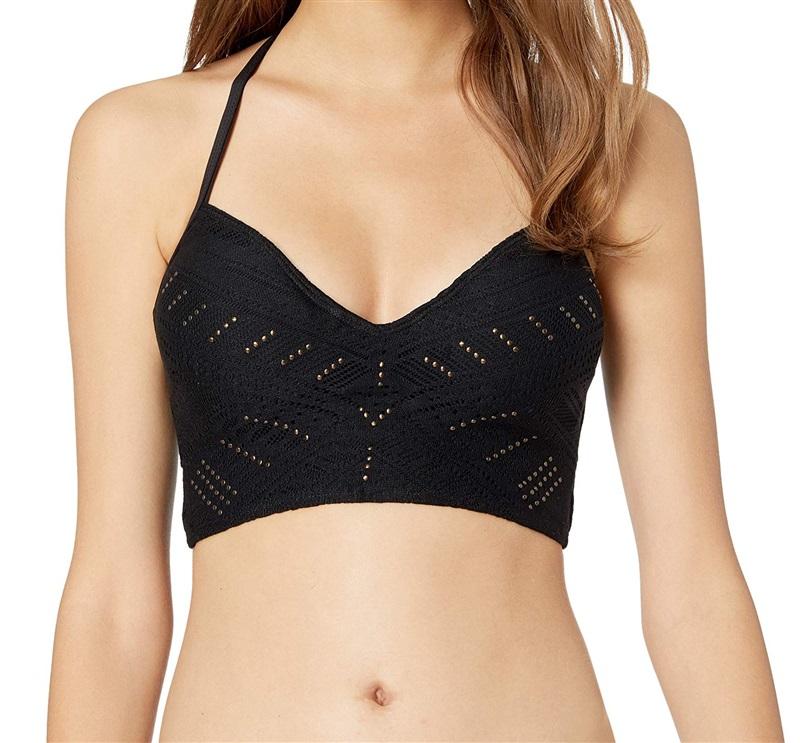 NWT Kenneth Cole See You Swoon Black Beaded M KC9DT84 Lace Bikini Top #92564