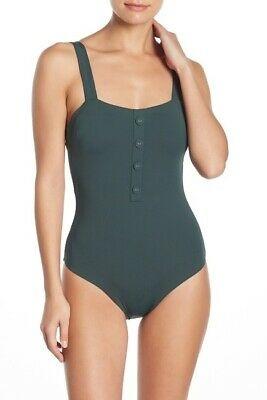 NWOT Onia L Archie Button Front Moss Green 1Pc Swimsuit 92600