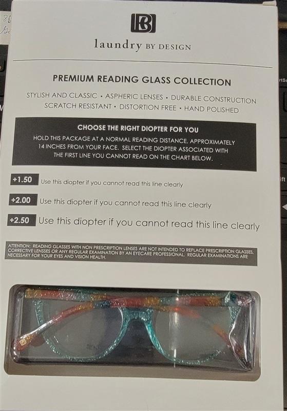 Laundry Design 3 Pair Cat Eye Glitter Frame Reading Nerd Glass Readers 1.5 92910