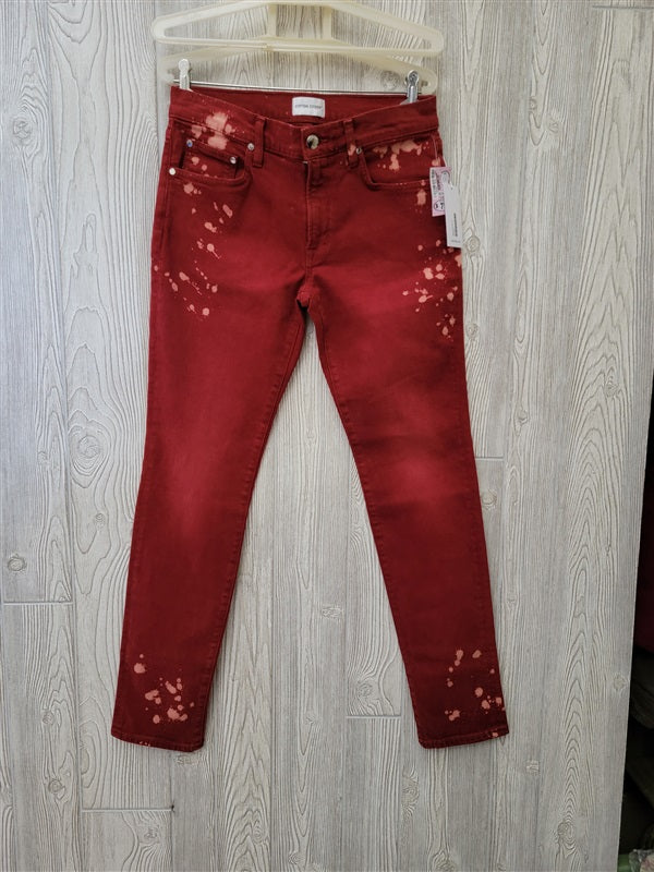 NWT Cotton Citizen 28 Splash Straight Fit Jeans Ruby Red 92961