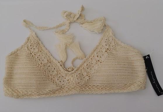 NWT Ninety-Nine Endless Sea Scoop Neck Ivory Crochet M 25EY6676 Bikini Top 92625