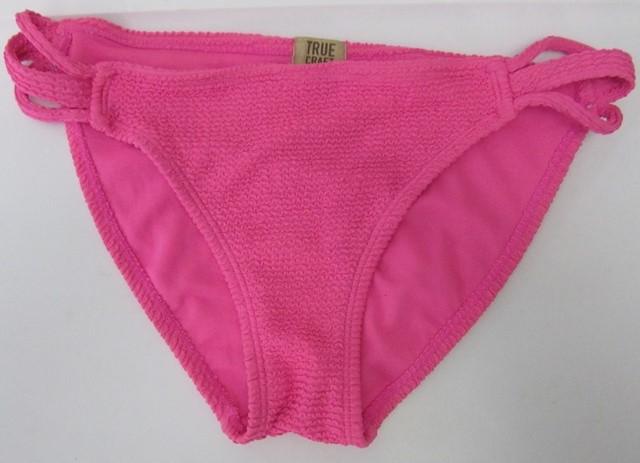 NWOT True Craft Strappy Ruched Hot Pink S Cheeky Bikini Swim Bottoms #93256