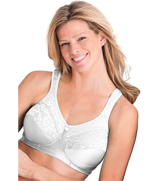 NEW Comfort Choice 38C Soft Cup Lace Back Hook Bra Easy Enhancer White #93260