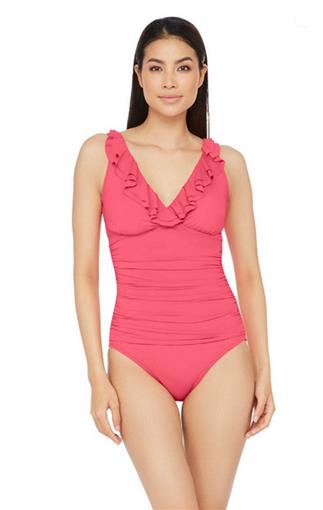 NWT Ralph Lauren 16 Coral Slimming 1PC Swimsuit 93264
