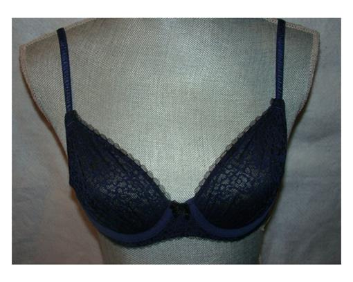 NEW DKNY 32A Mirage Molded Mesh Overlay Demi Underwire Bra 453171 Navy #93414