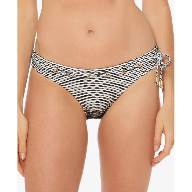 Jessica Simpson Twiggy Striped Black & White L Bikini Swim Bottoms #93618