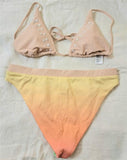 NWT Reef S/M High Waist Teen Spirit Peach Ombre Pearl Studded Bikini 2 Pc 94054