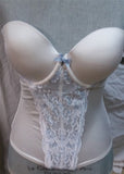 New Maidenform 34B Sexy Strapless Lace Push Up Bustier MFB100 White Blue #94169