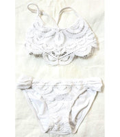 NWD PIlyq 8 Girls Eden Flutter Lace Bikini Top & Bottom White 94248