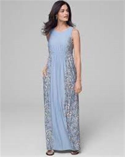 NWT Soma SM Soft Support High Neck Maxi Dress Blue Floral 94306