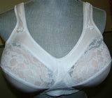 NWT Comfort Choice 52G Soft Cup Lace Front Hook Bra Easy Enhancer White 94354