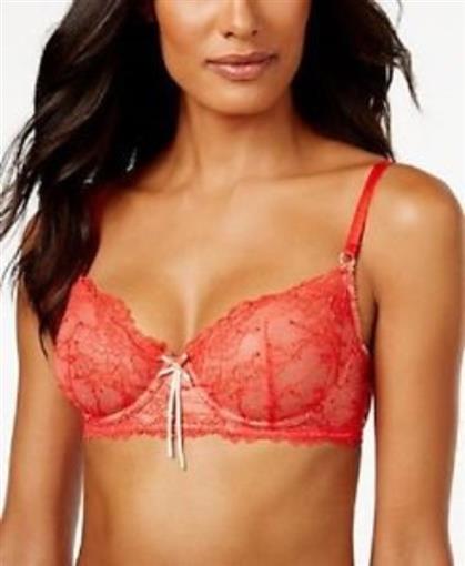 NWOT Heidi Klum 32D Natural French Lace Underwire Bra H20-1166B Red #94620