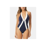 NWT Vince Camuto 10 Cruise Halter Neck One Piece Swimsuit Navy & White #94638