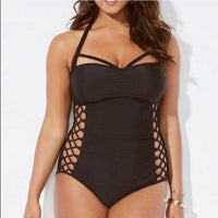 NWT Ashley Graham 8 Swimsuits For All Boss Cutout Strappy One Piece Black #94665
