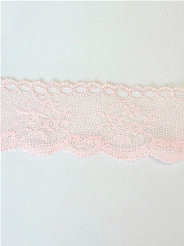 30 Yds Vintage Sew Easy Pink Delicate Floral 2" Wide Flat Lace Trim Ribbon L4