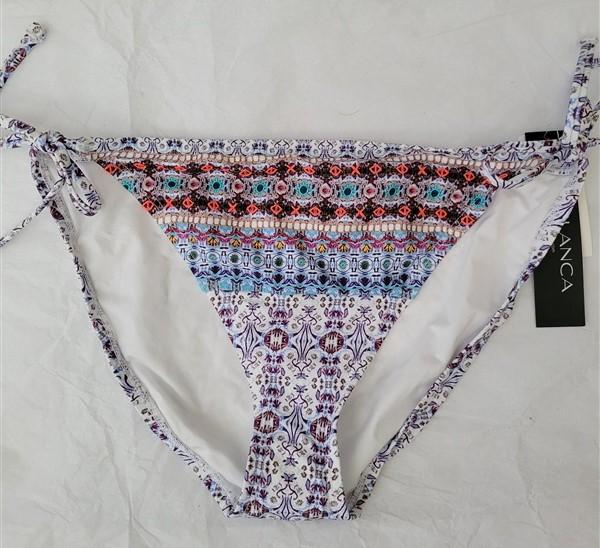 NWT La Blanca Medallion Print Side-Tie Cheeky Bikini Swim Bottoms #94841