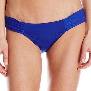 NWT Robin Piccone Cobalt Blue Ruched Flounced Bikini Swim Bottoms #95017
