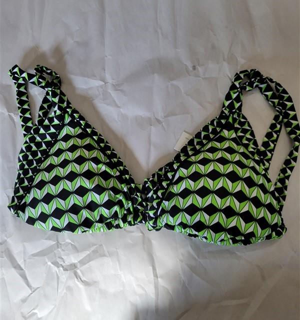 NWT Kenneth Cole Geo Side Green Triangle Halter Bikini Swim Top #95117