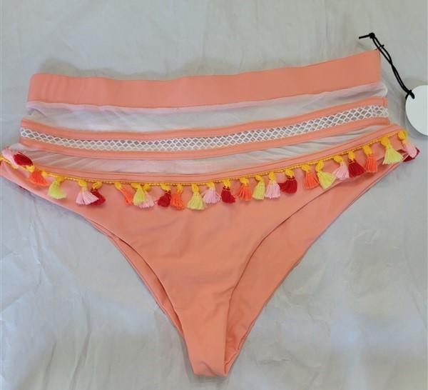 NWT Tularosa Thessy Pink Pom Pom Cheeky High-Waisted Bikini Swim Bottoms #95193