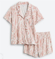 NWT Bobeau 1X Pink Tiger Stripes Pajama Shorts 95198