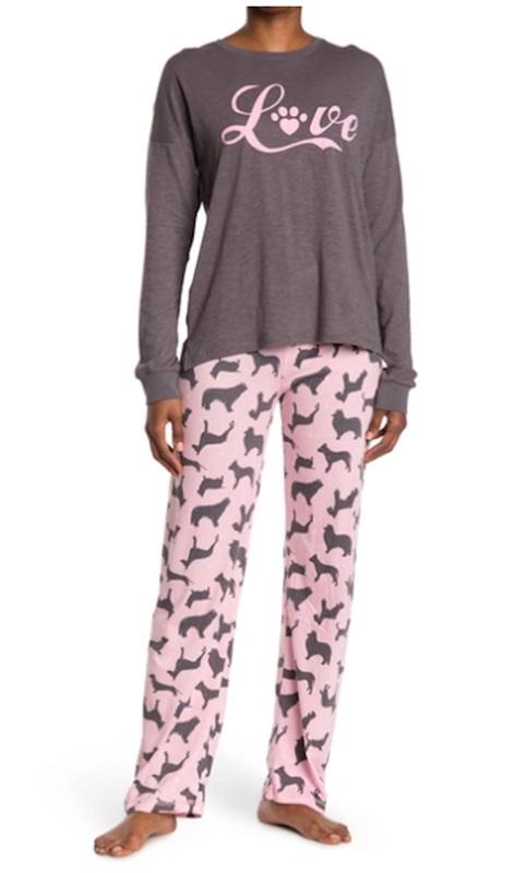 NWT Cozy Zoe M Long Sleeve Love Dogs Pajama Set #95212