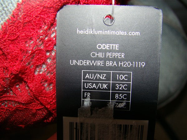 NWT Heidi Klum 32C Intimates Odette Underwire Bra H20-1119 Red #95312
