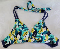 NWOT New Directions Floral Lemon S Triangle Halter Bikini Swim Top #95344