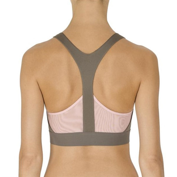 NWT Natori M GRAVITY SPORT BRALETTE 758201 Gray Pink 95677