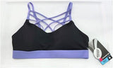 NEW Marika SM Strappy Med Impact Sports Bra Removable Cup Pads Blk Purple #95701