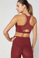 NEW MPG SM Exert Explore Recycled Racerback Medium Support Sports Bra Red #95703