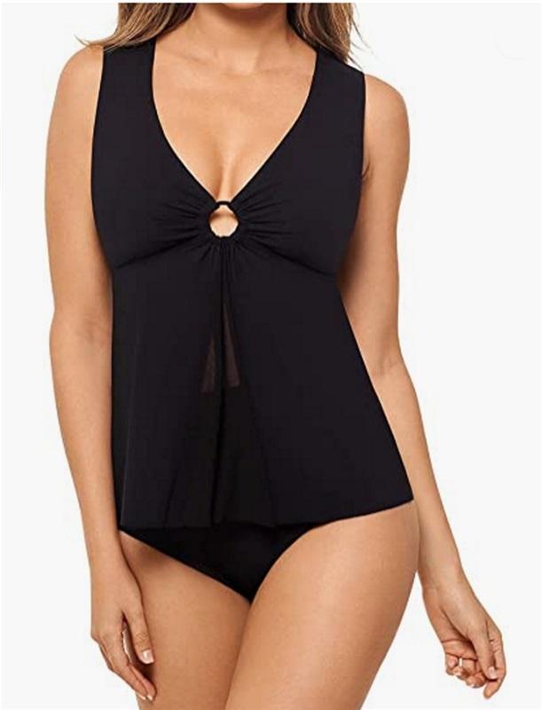 NWT MiracleSuit 10 Amoressa Mombasa Jomo Plunging Neckline Tankini Top 95720